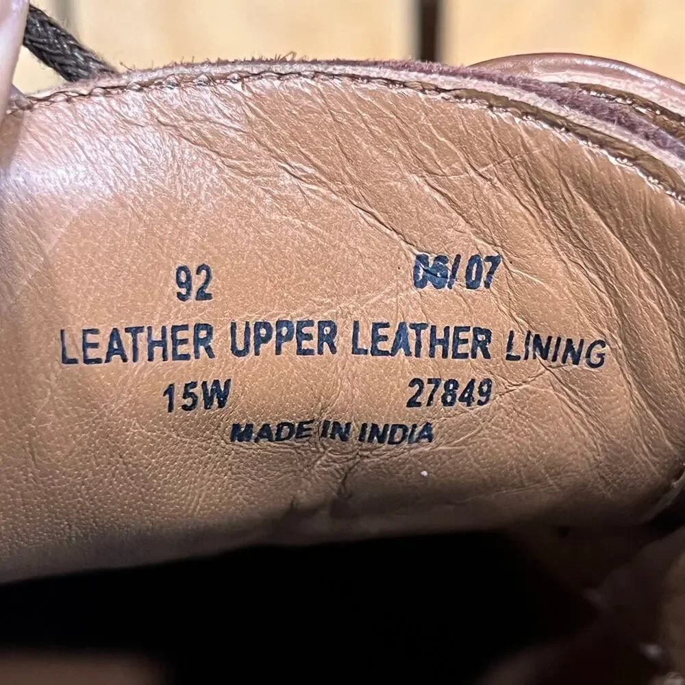 Clarks Bostonian 2-Tone Full Grain Brown Leather Saddle Oxfords Mens 15 WIDE